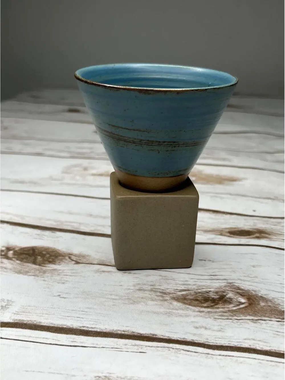 Handcrafted Japanese Style Coarse Pottery Cone Tea Cup with Base